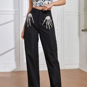 Hand skeleton print pants